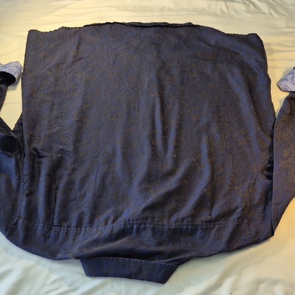 Tasso Elba Men's Vibrant Blue and Black Paisley Button Down Long Sleeve Shirt - Picture 13 of 16